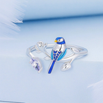 Load image into Gallery viewer, Flower and Bird Adjustable Silver Ring