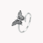 Load image into Gallery viewer, Butterfly Adjustable Silver Ring
