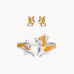 Load image into Gallery viewer, Corgi Dog Silver Ring and Earrings Set
