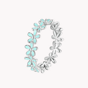 Flower Enamel Silver Ring