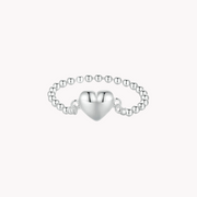 Heart Beads Silver Ring