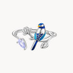 Load image into Gallery viewer, Flower and Bird Silver Ring
