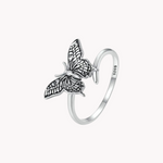 Load image into Gallery viewer, Butterfly Adjustable Silver Ring
