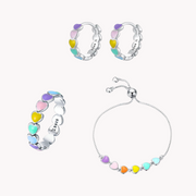 Colourful Hearts Silver Set