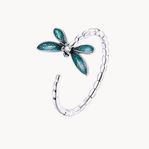 Dragonfly Adjustable Silver Ring