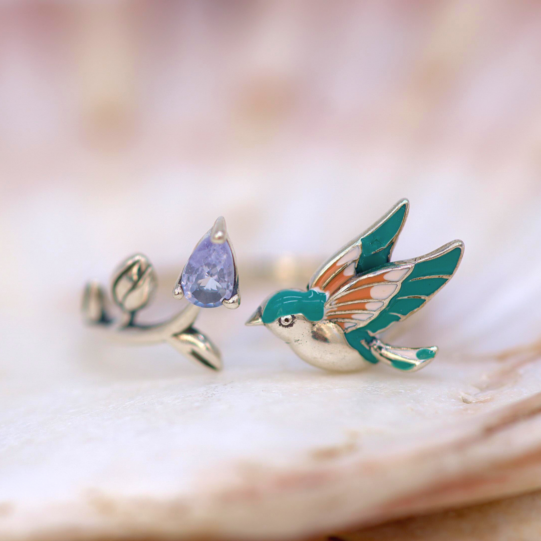 Kingfisher Adjustable Silver Ring