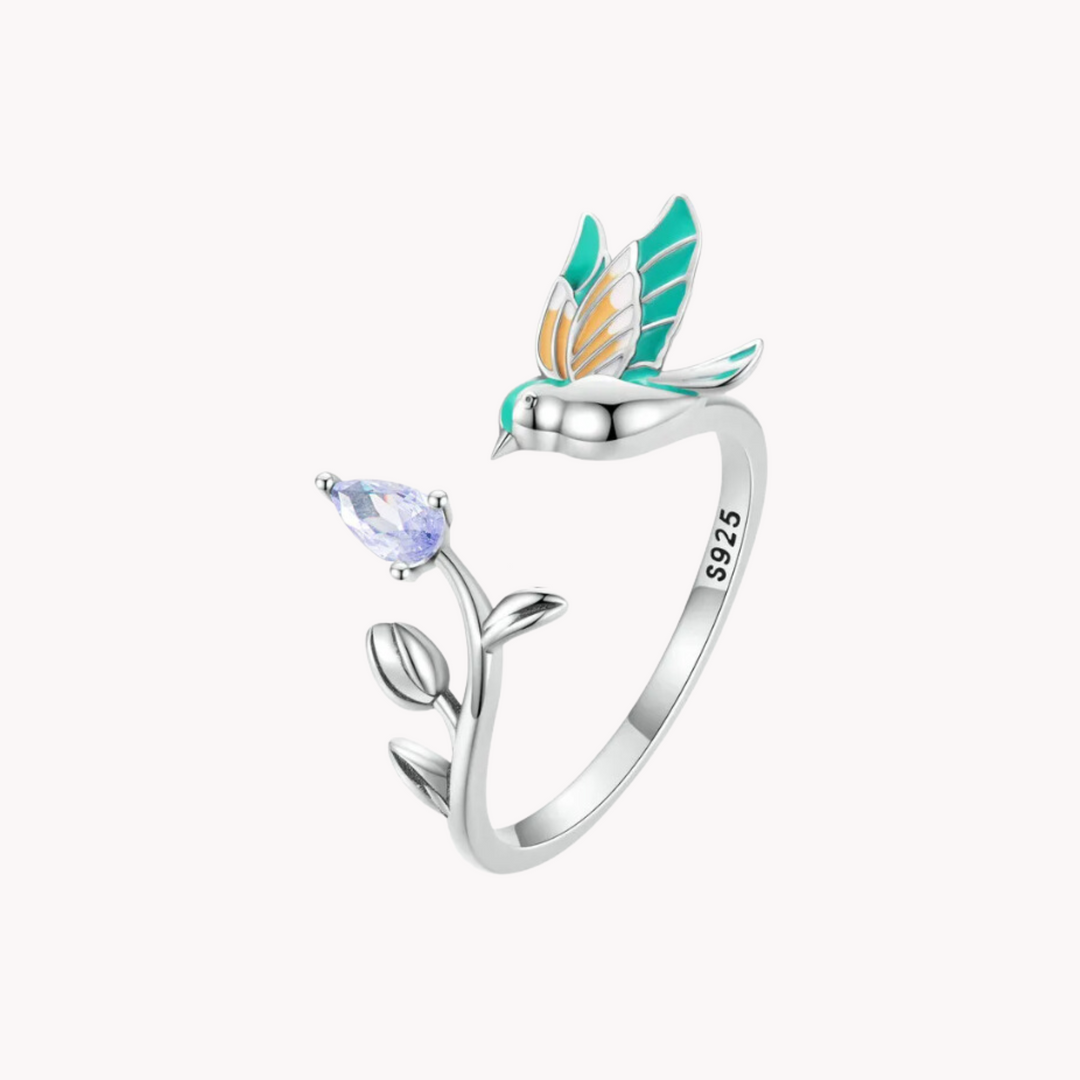 Kingfisher Adjustable Silver Ring