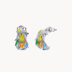 Load image into Gallery viewer, Rainbow Feather Silver Stud Earrings

