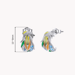 Load image into Gallery viewer, Rainbow Feather Silver Stud Earrings
