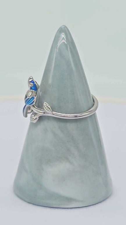 Flower and Bird Adjustable Silver Ring video